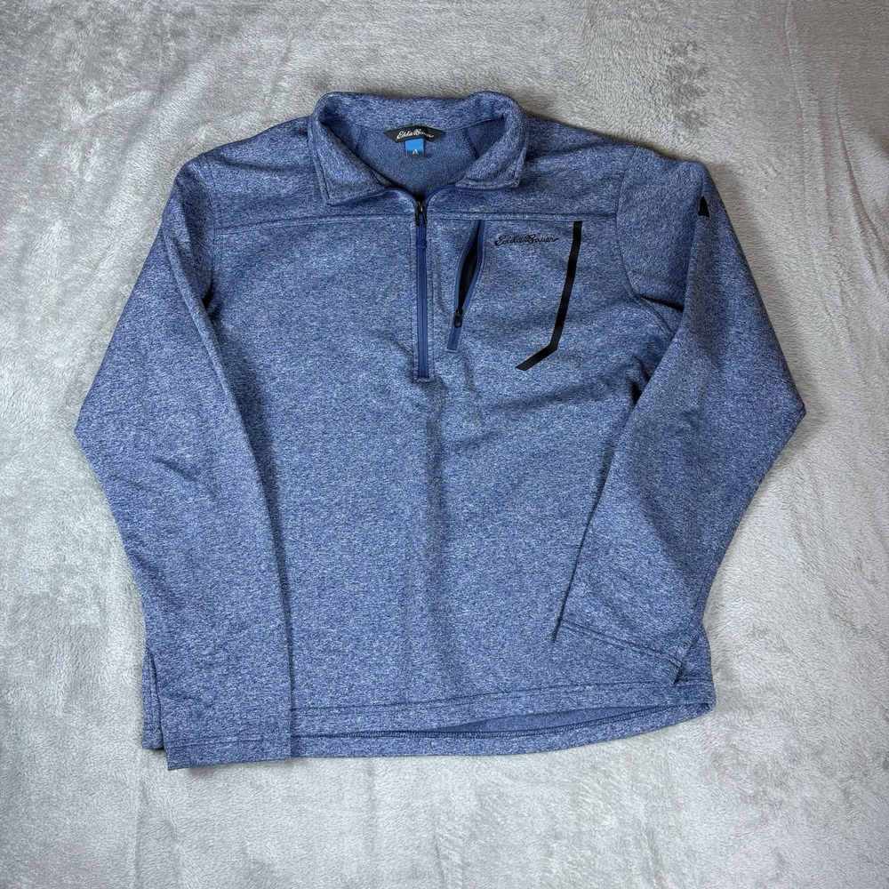 Eddie Bauer First Ascent Sweater Men Large Blue 1/4 Zip Pullover Hiking